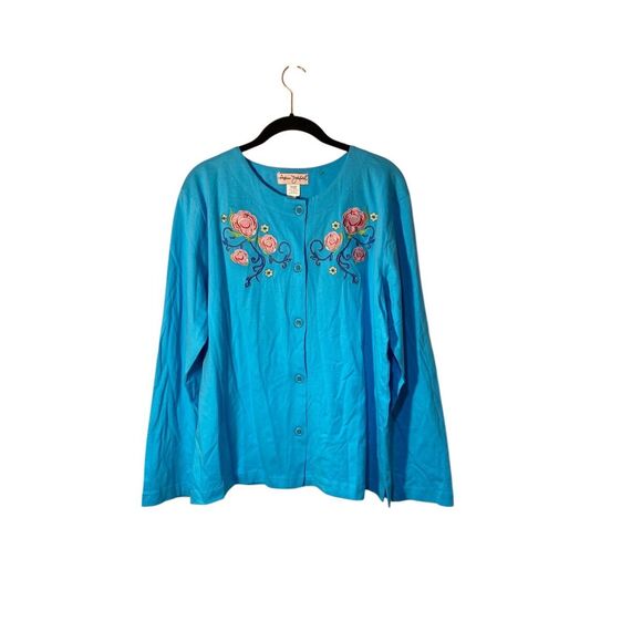 Adrian Delafield Woman’s Embroidered Floral Long Sleeve Cardigan Top S/med - Picture 2 of 4